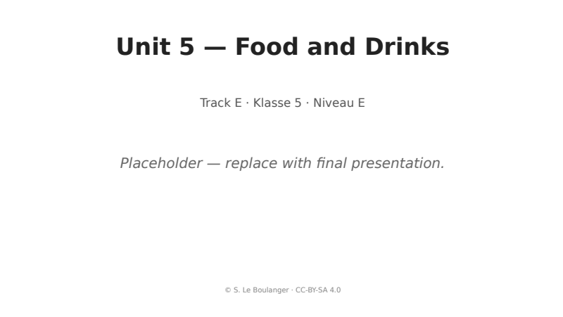 Thumbnail for Unit 5 — Food and Drinks