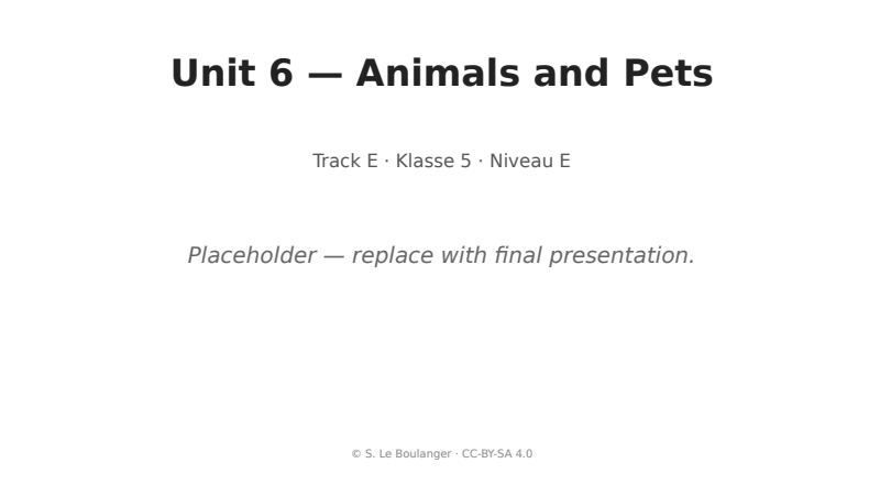 Thumbnail for Unit 6 — Animals and Pets