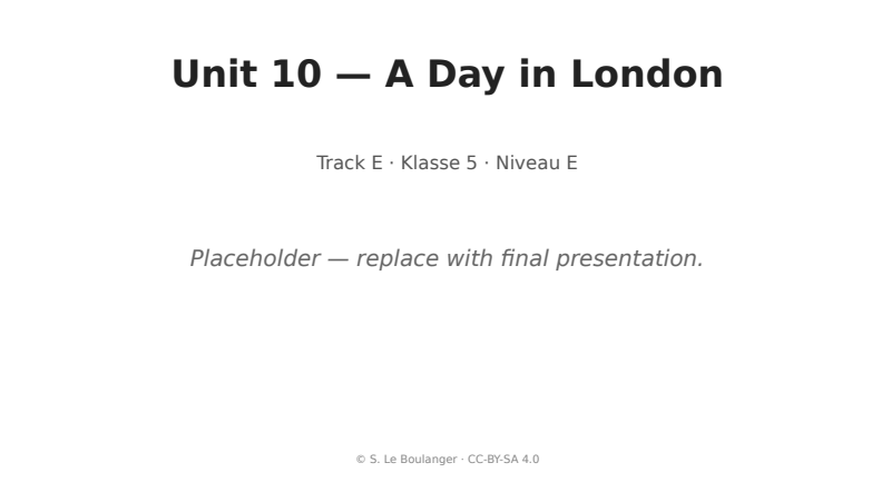Thumbnail for Unit 10 — A Day in London