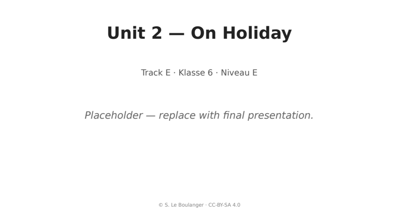 Thumbnail for Unit 2 — On Holiday