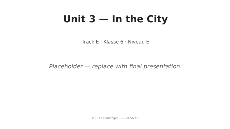 Thumbnail for Unit 3 — In the City