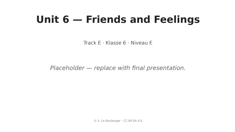 Thumbnail for Unit 6 — Friends and Feelings