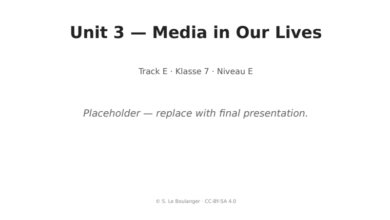 Thumbnail for Unit 3 — Media in Our Lives