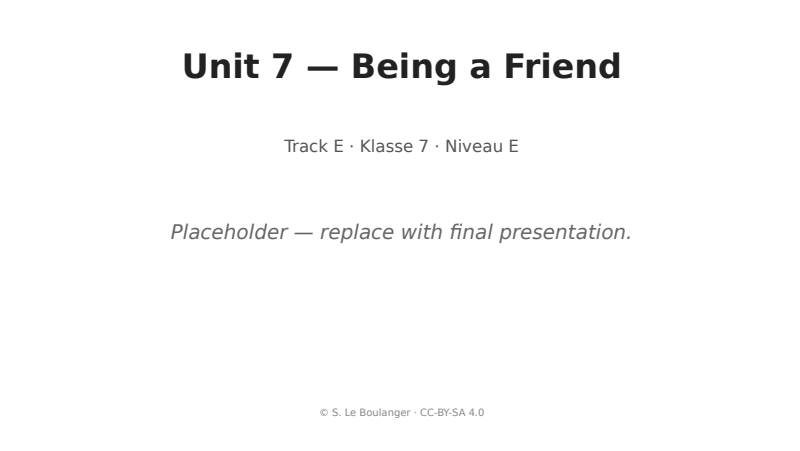 Thumbnail for Unit 7 — Being a Friend