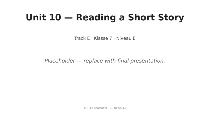 Thumbnail for Unit 10 — Reading a Short Story