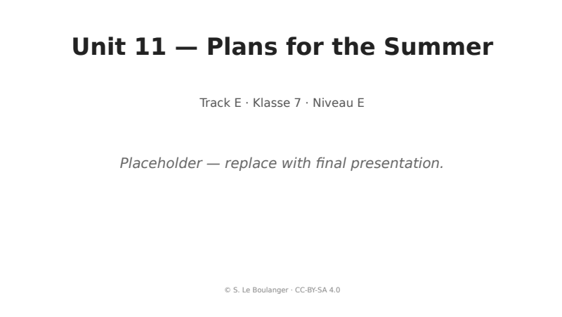 Thumbnail for Unit 11 — Plans for the Summer