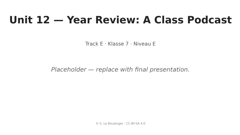 Thumbnail for Unit 12 — Year Review: A Class Podcast