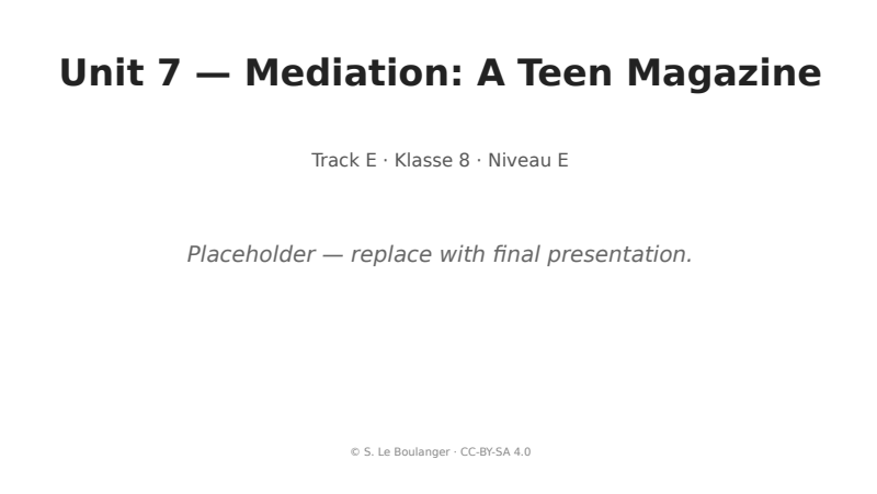 Thumbnail for Unit 7 — Mediation: A Teen Magazine