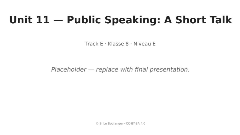 Thumbnail for Unit 11 — Public Speaking: A Short Talk