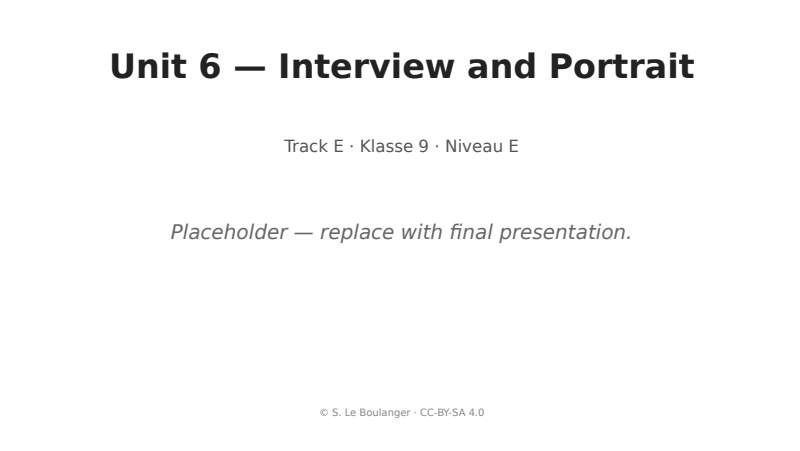 Thumbnail for Unit 6 — Interview and Portrait