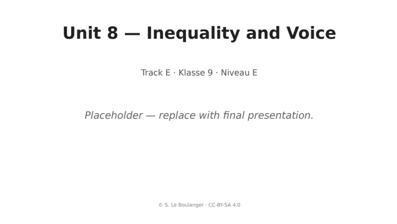 Thumbnail for Unit 8 — Inequality and Voice