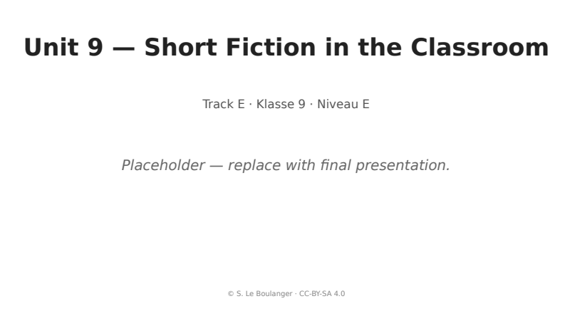 Thumbnail for Unit 9 — Short Fiction in the Classroom