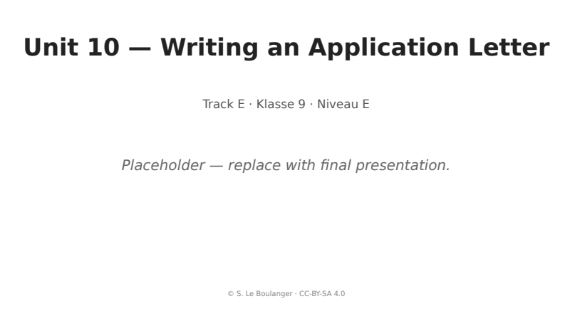 Thumbnail for Unit 10 — Writing an Application Letter