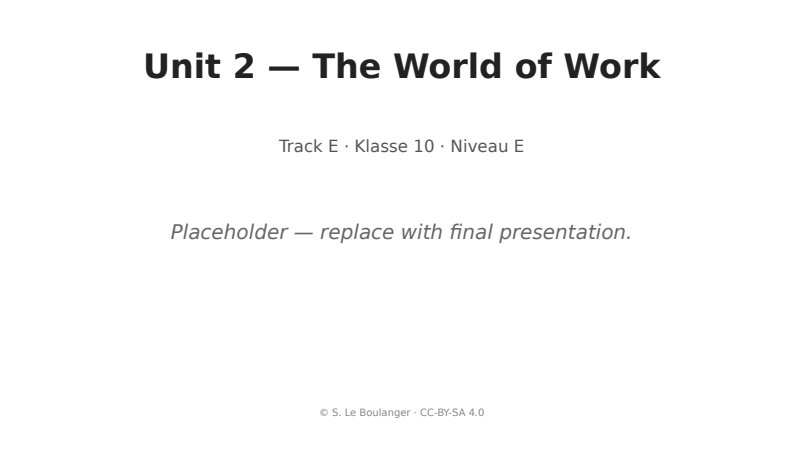 Thumbnail for Unit 2 — The World of Work