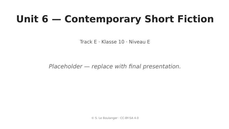 Thumbnail for Unit 6 — Contemporary Short Fiction
