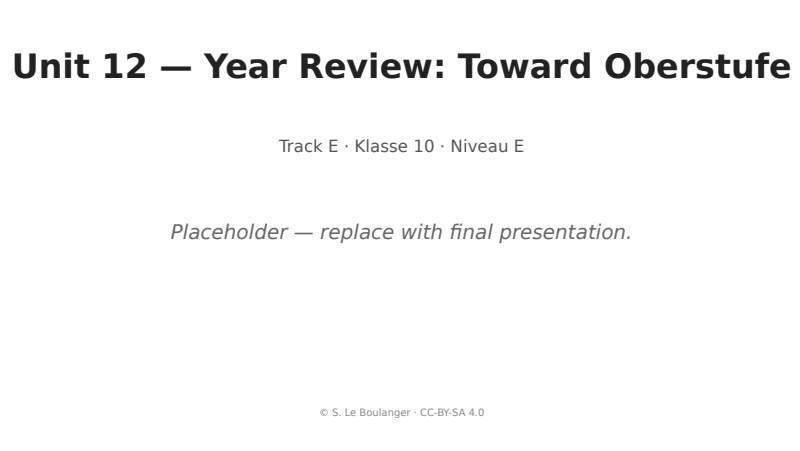 Thumbnail for Unit 12 — Year Review: Toward Oberstufe
