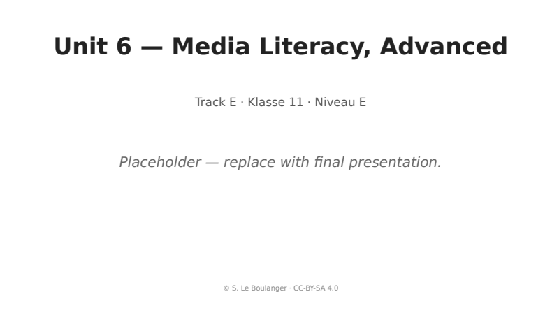 Thumbnail for Unit 6 — Media Literacy, Advanced