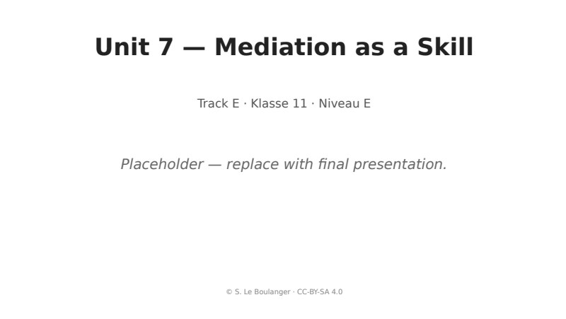 Thumbnail for Unit 7 — Mediation as a Skill