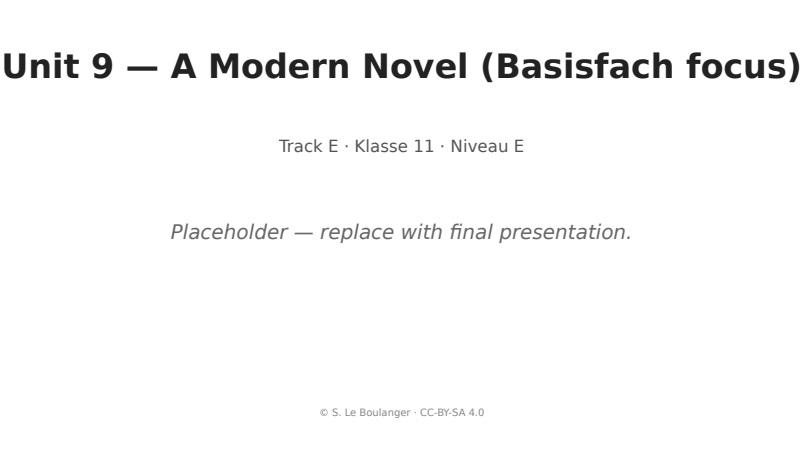 Thumbnail for Unit 9 — A Modern Novel (Basisfach focus)