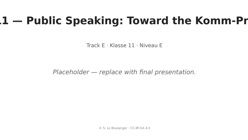 Thumbnail for Unit 11 — Public Speaking: Toward the Komm-Prüfung