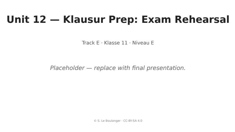 Thumbnail for Unit 12 — Klausur Prep: Exam Rehearsal