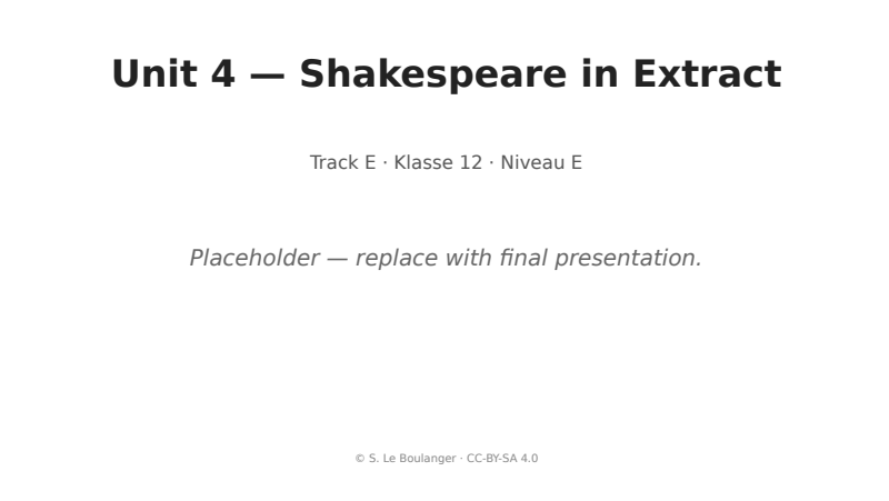 Thumbnail for Unit 4 — Shakespeare in Extract