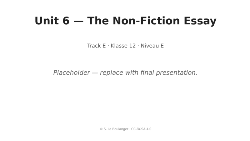 Thumbnail for Unit 6 — The Non-Fiction Essay