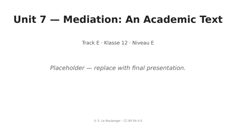 Thumbnail for Unit 7 — Mediation: An Academic Text