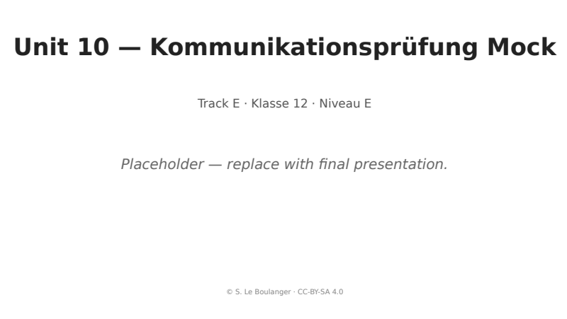 Thumbnail for Unit 10 — Kommunikationsprüfung Mock