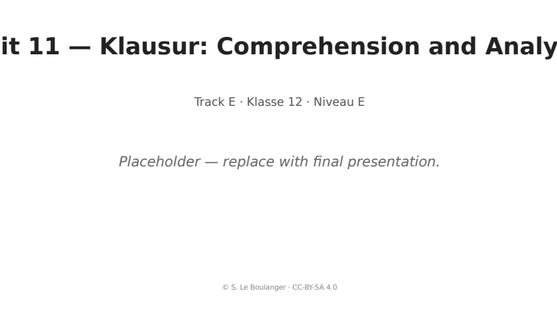 Thumbnail for Unit 11 — Klausur: Comprehension and Analysis