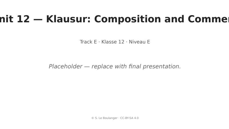 Thumbnail for Unit 12 — Klausur: Composition and Comment