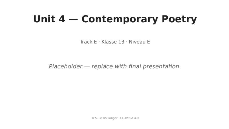 Thumbnail for Unit 4 — Contemporary Poetry