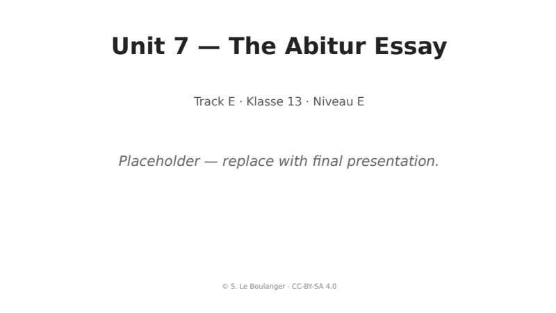 Thumbnail for Unit 7 — The Abitur Essay