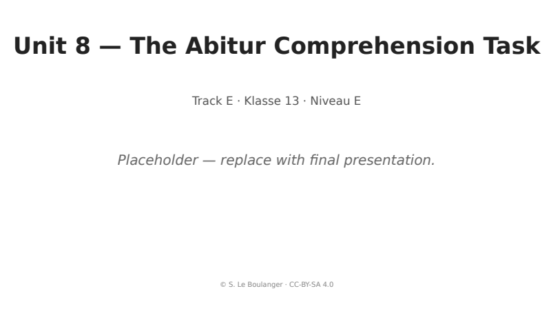 Thumbnail for Unit 8 — The Abitur Comprehension Task