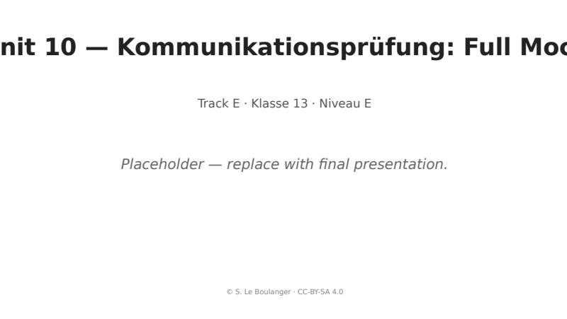 Thumbnail for Unit 10 — Kommunikationsprüfung: Full Mock