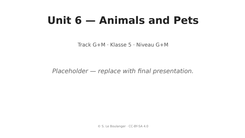 Thumbnail for Unit 6 — Animals and Pets
