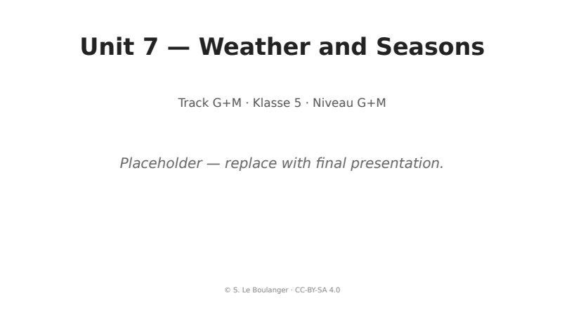 Thumbnail for Unit 7 — Weather and Seasons