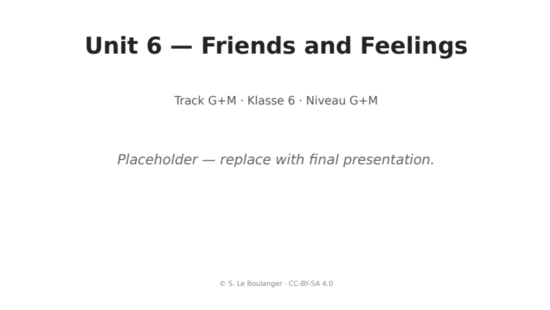 Thumbnail for Unit 6 — Friends and Feelings