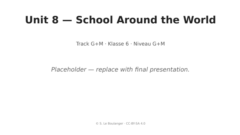 Thumbnail for Unit 8 — School Around the World