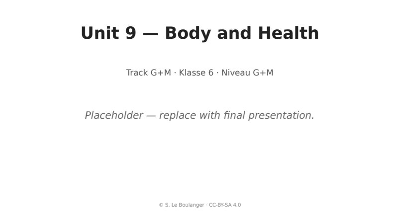 Thumbnail for Unit 9 — Body and Health