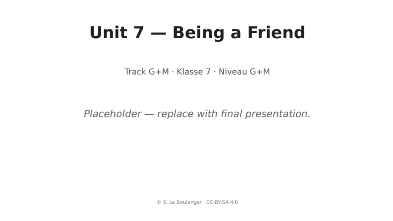 Thumbnail for Unit 7 — Being a Friend