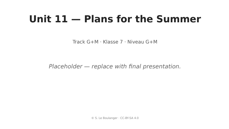 Thumbnail for Unit 11 — Plans for the Summer