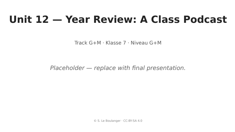 Thumbnail for Unit 12 — Year Review: A Class Podcast
