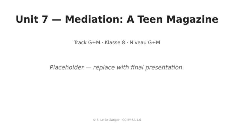 Thumbnail for Unit 7 — Mediation: A Teen Magazine