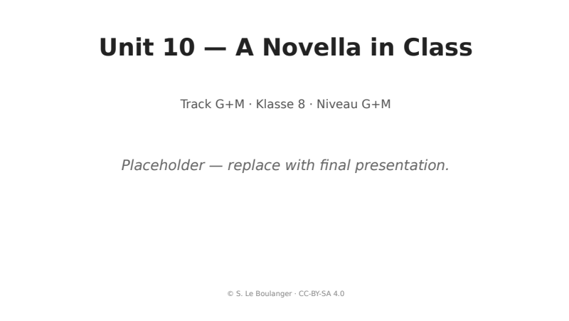 Thumbnail for Unit 10 — A Novella in Class