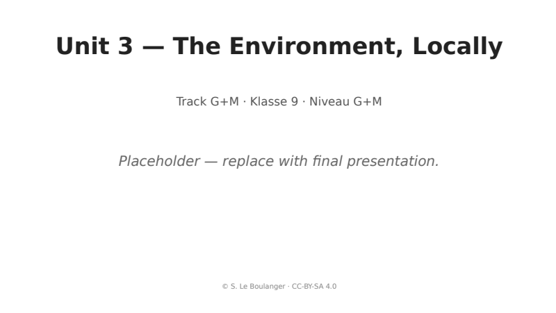 Thumbnail for Unit 3 — The Environment, Locally