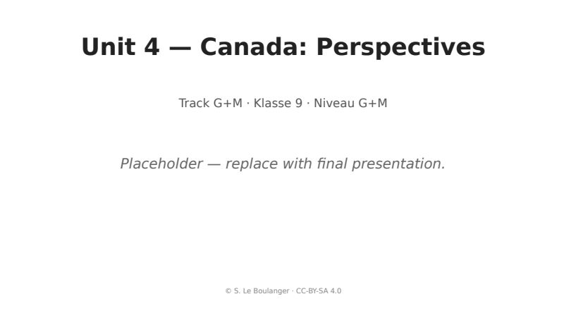 Thumbnail for Unit 4 — Canada: Perspectives