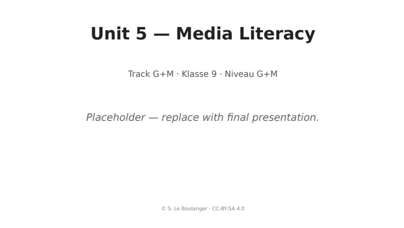 Thumbnail for Unit 5 — Media Literacy