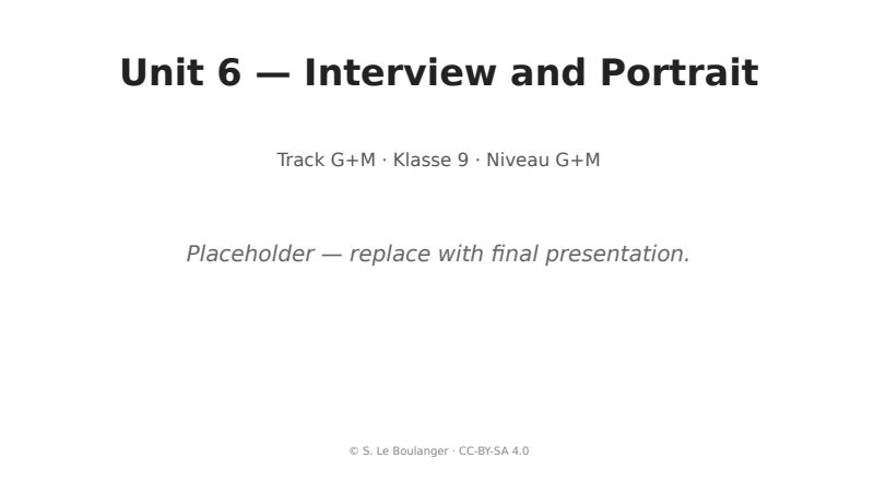 Thumbnail for Unit 6 — Interview and Portrait