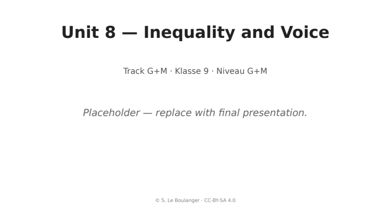 Thumbnail for Unit 8 — Inequality and Voice